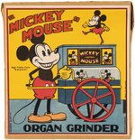 "MICKEY MOUSE ORGAN GRINDER" HURDY GURDY BOXED WIND-UP TOY.