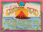 GRATEFUL DEAD & NEW RIDERS OF THE PURPLE SAGE 'ISLAND VOLCANO' 1970 SACRAMENTO, CA CONCERT POSTER.