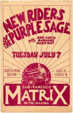 NEW RIDERS PURPLE SAGE 1970 MATRIX CONCERT POSTER.