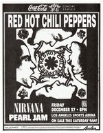 RED HOT CHILI PEPPERS, NIRVANA & PEARL JAM 1991 LOS ANGELES CONCERT FLYER.