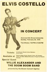 ELVIS COSTELLO & THE ATTRACTIONS 1978 BROWN UNIVERSITY CONCERT POSTER AND TICKET STUBS.