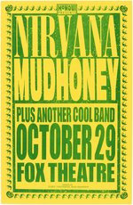 NIRVANA & MUDHONEY 1991 PORTLAND, OREGON CONCERT POSTER.