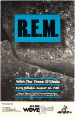 REM & THE THREE O'CLOCK 1985 PITTSBURGH, PA CONCERT POSTER.