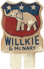 SCARCE "WILLKIE & McNARY" ELEPHANT LICENSE PLATE ATTACHMENT.