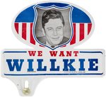 PAIR OF WILLKIE 1940 PORTRAIT LICENSE PLATE ATTACHMENTS.