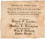 "HARRISON AND REFORM" RARE "ROBERT P. LETCHER" 1840 KENTUCKY BALLOT.