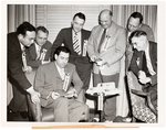 DIRKSEN REAL PHOTO RIBBON BADGE WITH PRESS PHOTO.