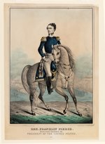 "GEN. FRANKLIN PIERCE" GORGEOUS HAND COLORED EQUESTRIAN 1852 CAMPAIGN PRINT.