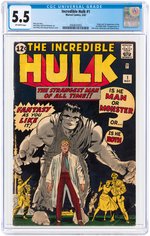 "INCREDIBLE HULK" #1 MAY 1962 CGC 5.5 FINE- (FIRST INCREDIBLE HULK).