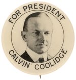 UNUSUAL "FOR PRESIDENT CALVIN COOLIDGE" REAL PHOTO PORTRAIT BUTTON UNLISTED IN HAKE.