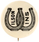 "WILSON WINS" LUCKY HORSESHOE MOTIF BUTTON.