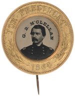 SUPERB "G. B. McCLELLAN" 1864 FERROTYPE PIN-BACK BADGE.