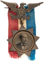 RARE GARFIELD NINE POINTED STAR FERROTYPE HANGING BADGE.