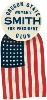 RARE "OREGON STATE WOMEN'S SMITH FOR PRESIDENT CLUB" BUTTON & CELLO FLAG.