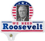 "WE NEED ROOSEVELT" PORTRAIT LICENSE PLATE ATTACHMENT.