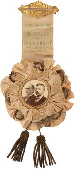 McKINLEY & ROOSEVELT JUGATE INAUGURAL RIBBON BADGE.