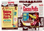 GENERAL MILLS "COCOA PUFFS" FILE COPY CEREAL BOX FLAT WITH BOBBING CUCKOO BIRD PREMIUMS.
