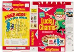GENERAL MILLS "LUCKY CHARMS" FILE COPY CEREAL BOX FLAT WITH "LUCKY SPIN WHEEL" OFFER.
