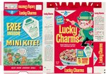 GENERAL MILLS "LUCKY CHARMS" FILE COPY CEREAL BOX FLAT WITH "MINI KITE" OFFER.
