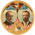 McKINLEY & ROOSEVELT LARGEST SIZE ROUGH RIDER JUGATE BUTTON.