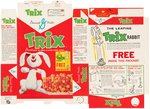 GENERAL MILLS "TRIX" FILE COPY CEREAL BOX FLAT WITH LEAPING TRIX RABBIT OFFER.