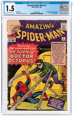 "AMAZING SPIDER-MAN" #11 APRIL 1964 CGC 1.5 FAIR/GOOD.