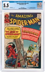 "AMAZING SPIDER-MAN" #18 NOVEMBER 1964 CGC 5.5 FINE- (FIRST NED LEEDS).