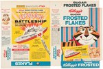 KELLOGG'S "FROSTED FLAKES" FILE COPY CEREAL BOX FLAT WITH "EXPLODING BATTLESHIP" OFFER.