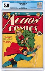 "ACTION COMICS" #64 SEPTEMBER 1943 CGC 5.0 VF/FINE (FIRST TOYMAN).