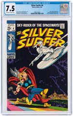 "SILVER SURFER" #4 FEBRUARY 1969 CGC 7.5 VF- (SILVER SURFER VS. THOR).