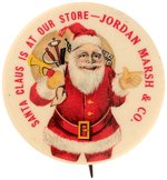 SANTA WITH PACK COLORFUL BUTTON FROM BOSTON'S JORDAN MARSH STORE.