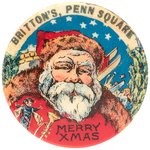 EARLY, RARE AND OUTSTANDING COLOR SANTA BUTTON C. 1904 ONLY THREE SEEN.