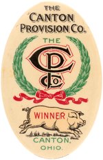 "WINNER" RUNNING PIG RARE OVAL MIRROR FROM THE CANTON PROVISION CO.