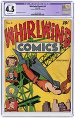 "WHIRLWIND COMICS" #3 SEPTEMBER 1940 CGC RESTORED 4.5 SLIGHT (B-1) VG+.