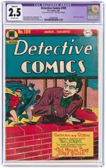 "DETECTIVE COMICS" #109 MARCH 1946 CGC RESTORED 2.5 APPARENT 2.5 GOOD.