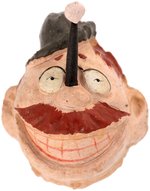 ROOSEVELT HIGH RELIEF PAPIER MACHE CARTOON CARICATURE PIN-BACK WITH NOSE ON 1" LONG SPRING.