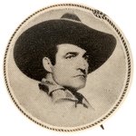 TOM MIX 1935 RARE CELLULOID (NOT LITHO) BUTTON PREMIUM FROM TENT MAKER.