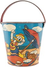 DONALD DUCK & NEPHEWS AT THE BEACH RARE SAND PAIL (LARGEST SIZE VARIETY).