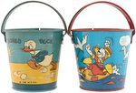 DONALD DUCK & NEPHEWS SMALL SAND PAIL PAIR.