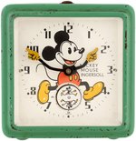 RARE VARIETY "INGERSOLL MICKEY MOUSE CLOCK" BOXED ENGLISH WIND-UP CLOCK & ADVERTISING DISPLAY SIGN.