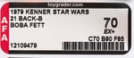 "STAR WARS - BOBA FETT" 21 BACK-B AFA 70 EX+.