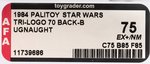 PALITOY "STAR WARS: RETURN OF THE JEDI - UGNAUGHT" TRI-LOGO 70 BACK-B AFA 75 EX+/NM.