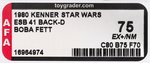 "STAR WARS: THE EMPIRE STRIKES BACK - BOBA FETT" 41 BACK-D AFA 75 EX+/NM.