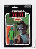 PALITOY "STAR WARS: RETURN OF THE JEDI - GREEDO" TRI-LOGO "TRANSITION" 70 BACK-A AFA 80 NM.