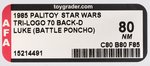 PALITOY "STAR WARS: RETURN OF THE JEDI - LUKE (BATTLE PONCHO)" TRI-LOGO 70 BACK-D AFA 80 NM.