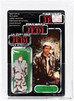 PALITOY "STAR WARS: RETURN OF THE JEDI - HAN SOLO (TRENCHCOAT)" TRI-LOGO 70 BACK AFA 80 NM.