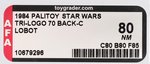 PALITOY "STAR WARS: RETURN OF THE JEDI - LOBOT" TRI-LOGO 70 BACK-C AFA 80 NM.