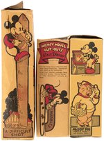 MICKEY MOUSE "POST TOASTIES CORN FLAKES" CEREAL BOX TRIO WITH "MICKEY MOUSE CUT-OUTS."