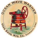 OCEAN WAVE WASHER LARGE 4" MULTICOLOR ADVERTISING BUTTON C. 1908.
