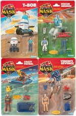 M.A.S.K. LOT OF FIVE CARDED ADVENTURE PACKS AND FACTORY SEALED VOLCANO VEHICLE.